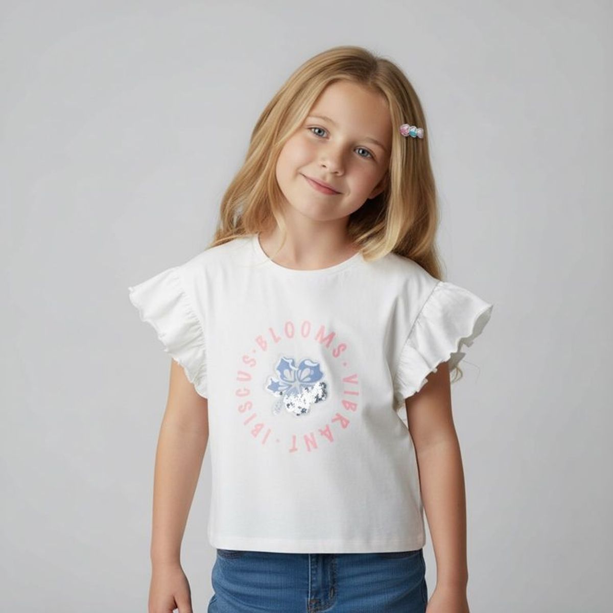 YAMP - Camiseta para Niña con Estampado de Algodón Yamp