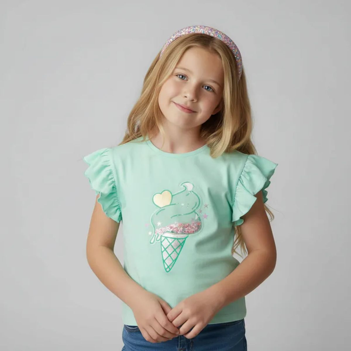 YAMP - Camiseta para Niña con Estampado de Algodón Yamp