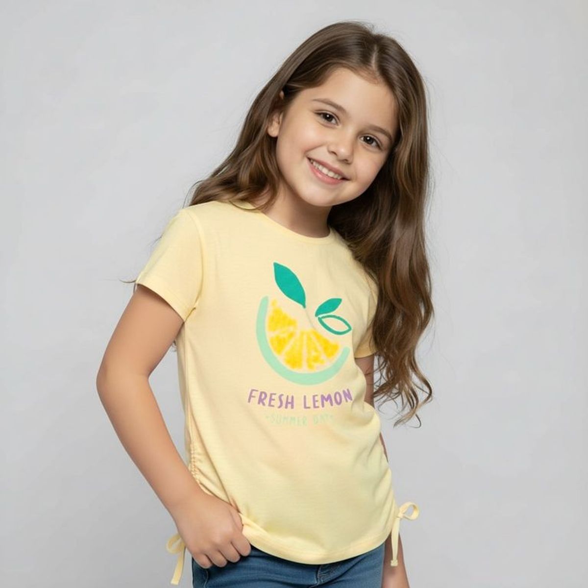 YAMP - Camiseta para Niña con Estampado Manga corta de Algodón Yamp