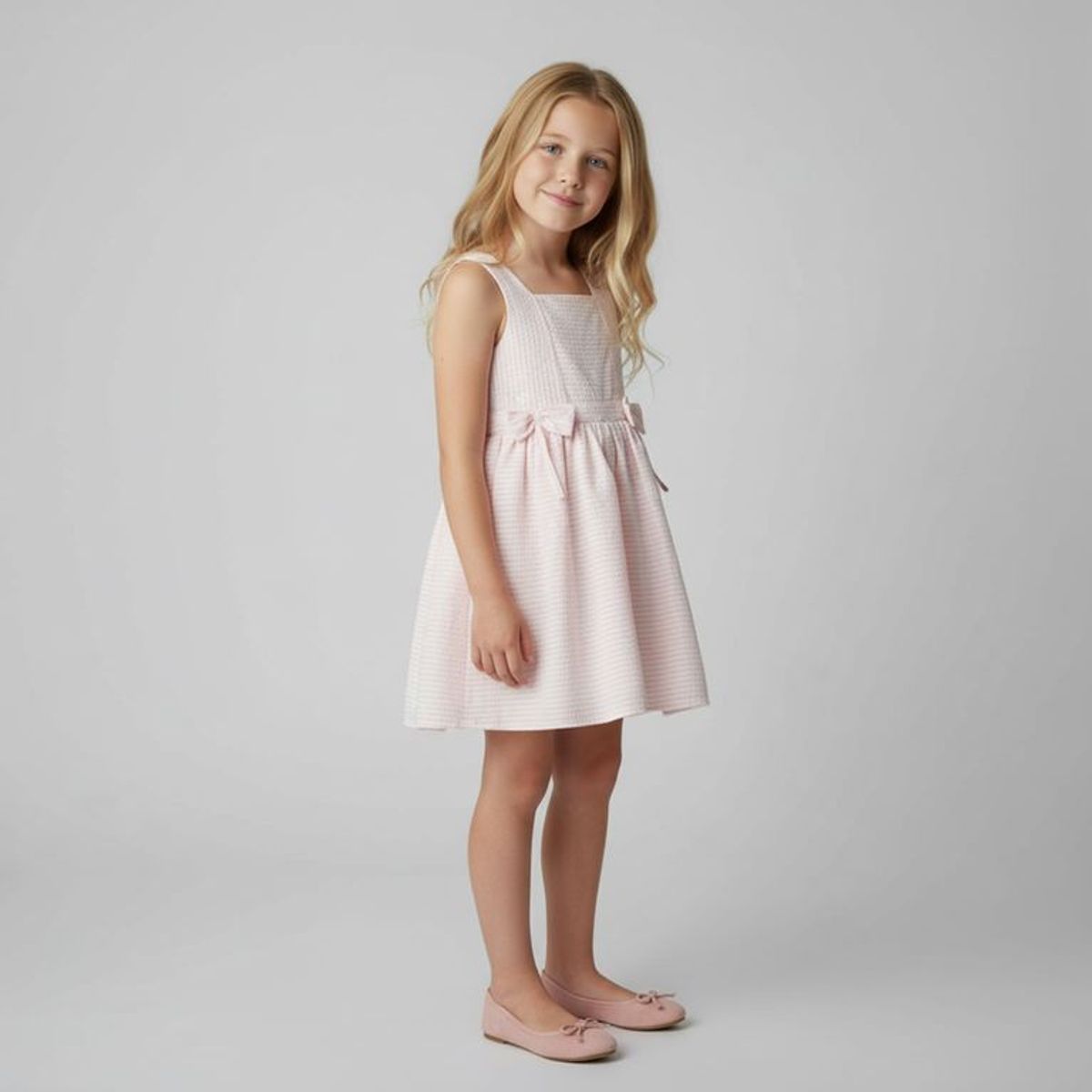 YAMP - Vestido para Niña de Rayas de Algodón Yamp