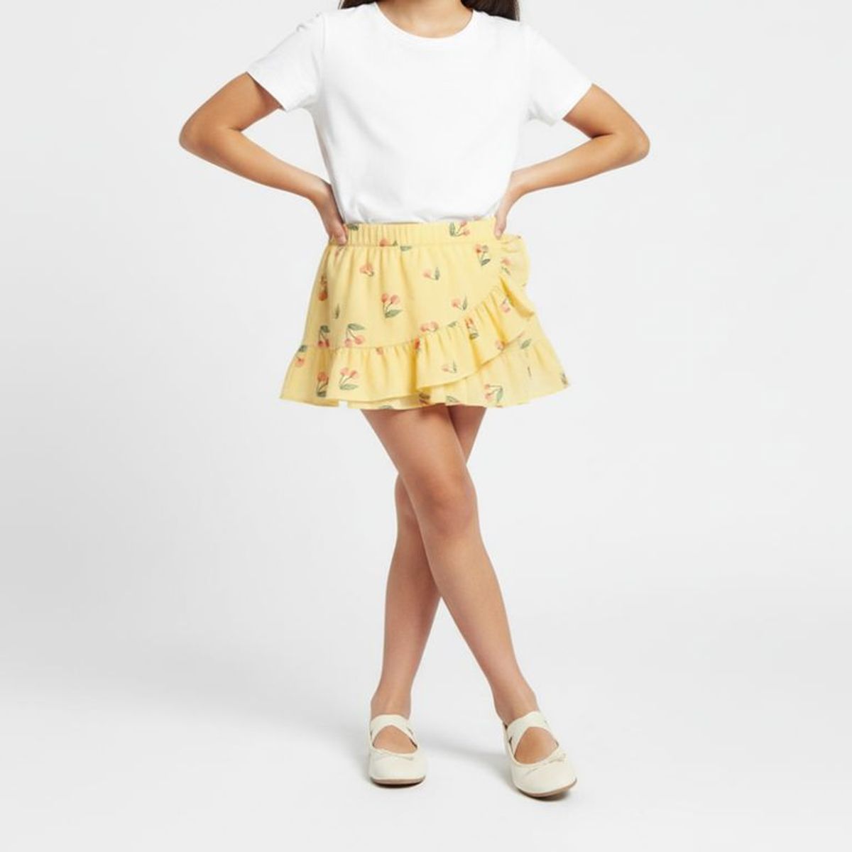 YAMP - Falda para Niña con Boleros Cintura elásticada de Algodón Yamp