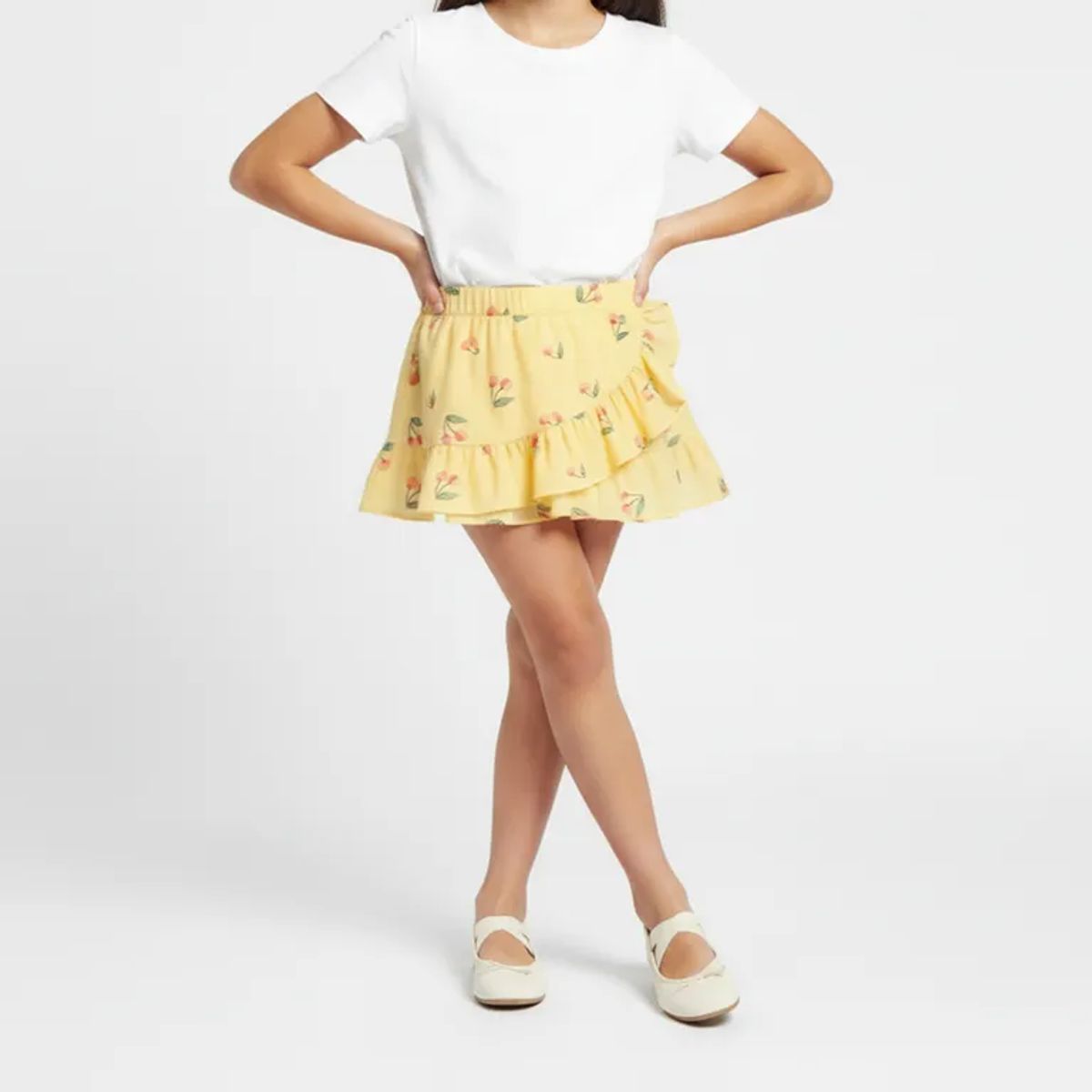 YAMP - Falda para Niña con Boleros Cintura elásticada de Algodón Yamp