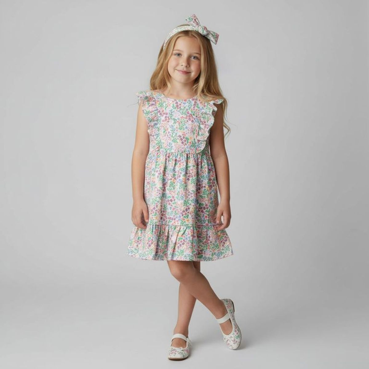 YAMP - Vestido para Niña con Boleros Con accesorio Yamp