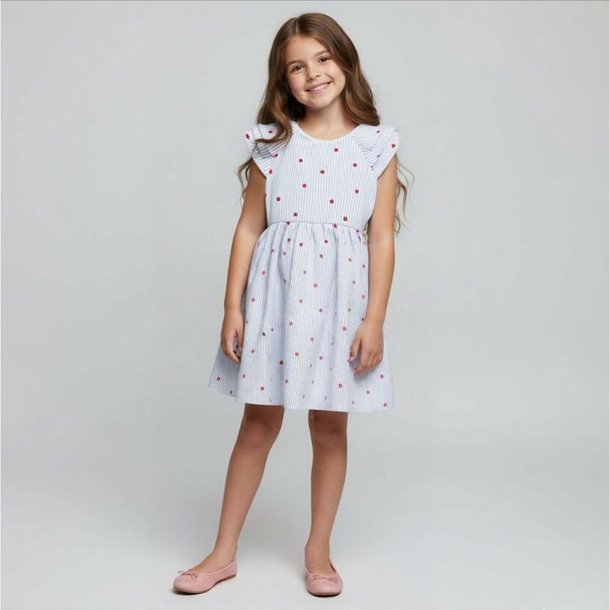 YAMP - Vestido para Niña Medio de Algodón Yamp
