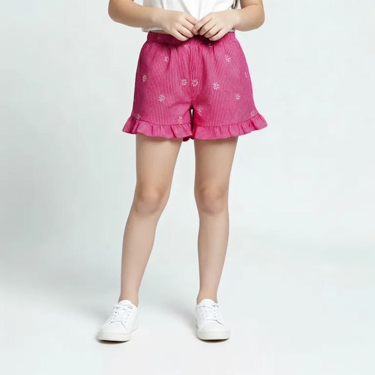 YAMP - Short para Niña Acanalada Cintura elásticada de Algodón Yamp