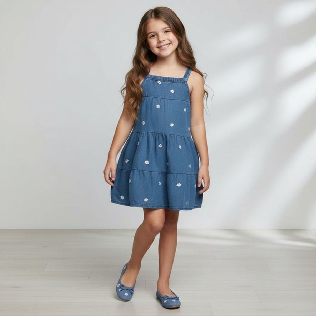 YAMP - Vestido para Niña con Bordado de Algodón Yamp