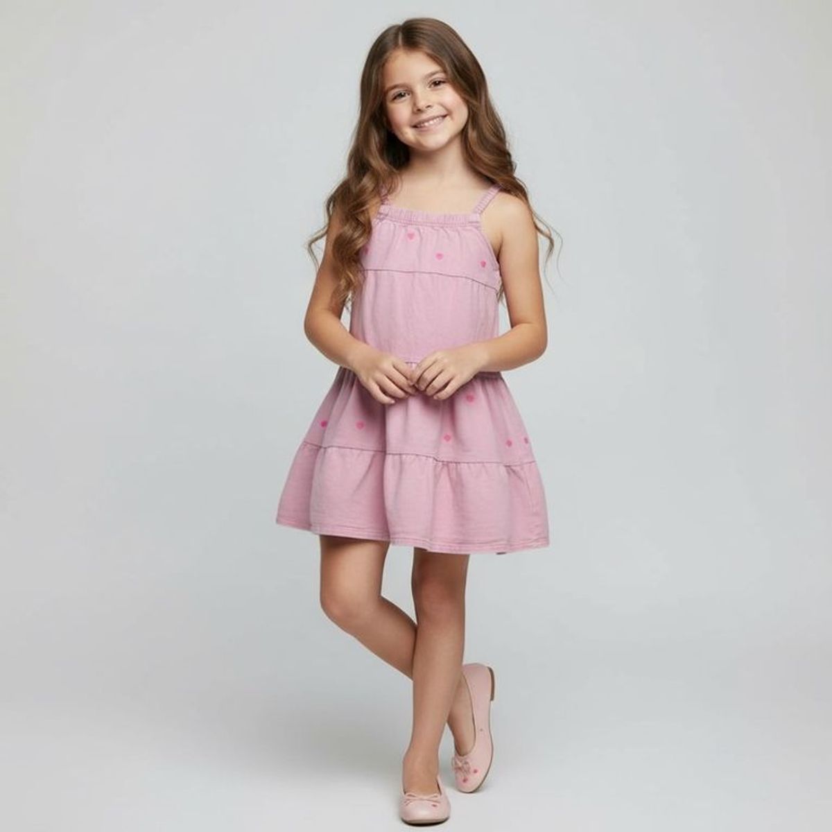 YAMP - Vestido para Niña con Bordado de Algodón Yamp