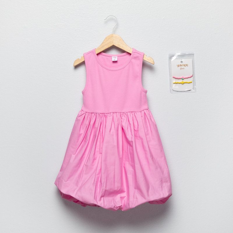 YAMP - Vestido para Niña Con accesorio de Algodón Yamp