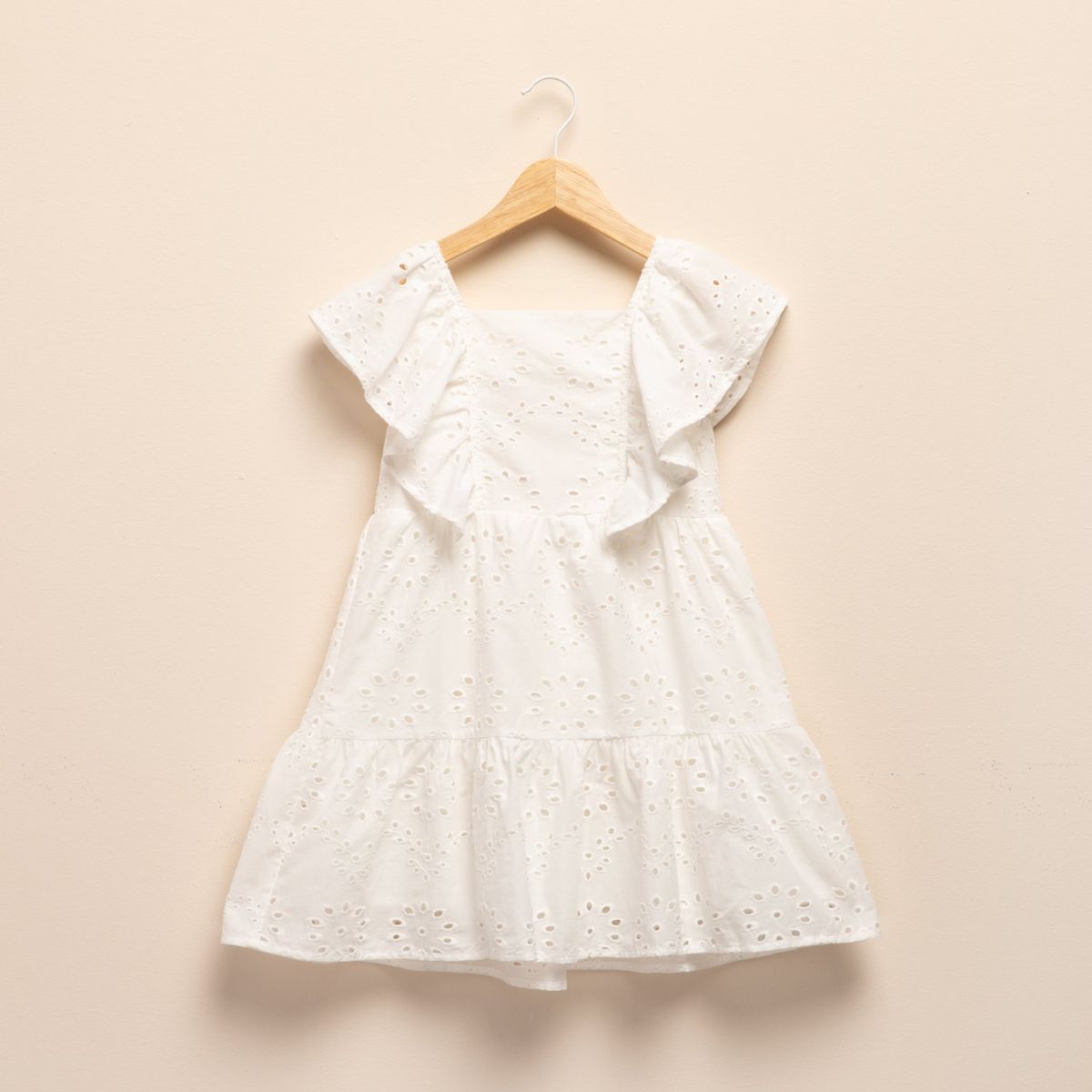 YAMP - Vestido para Niña con Ojalillo de Algodón Yamp