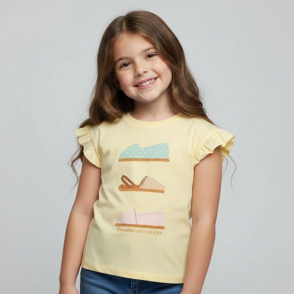 YAMP - Camiseta para Niña con Estampado Manga corta de Algodón Yamp