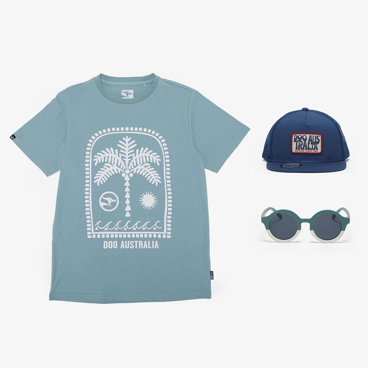 DOO AUSTRALIA - Set de regalo Camiseta + Gorra + Gafas para Niño Doo Australia