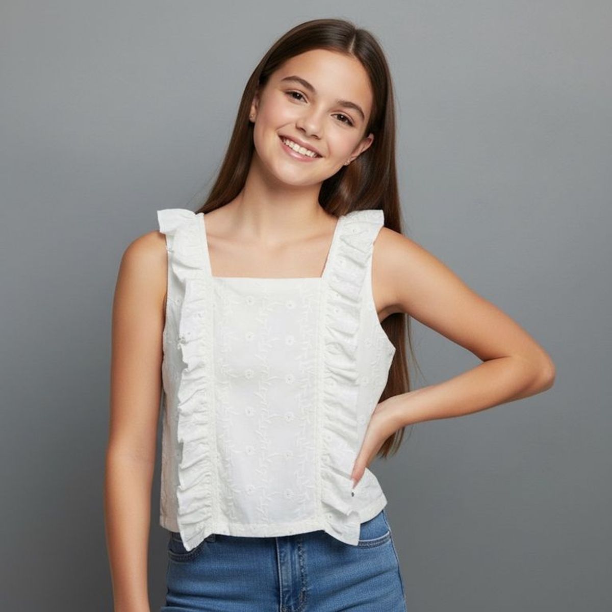 ELV - Blusa para Niña de Algodón ELV