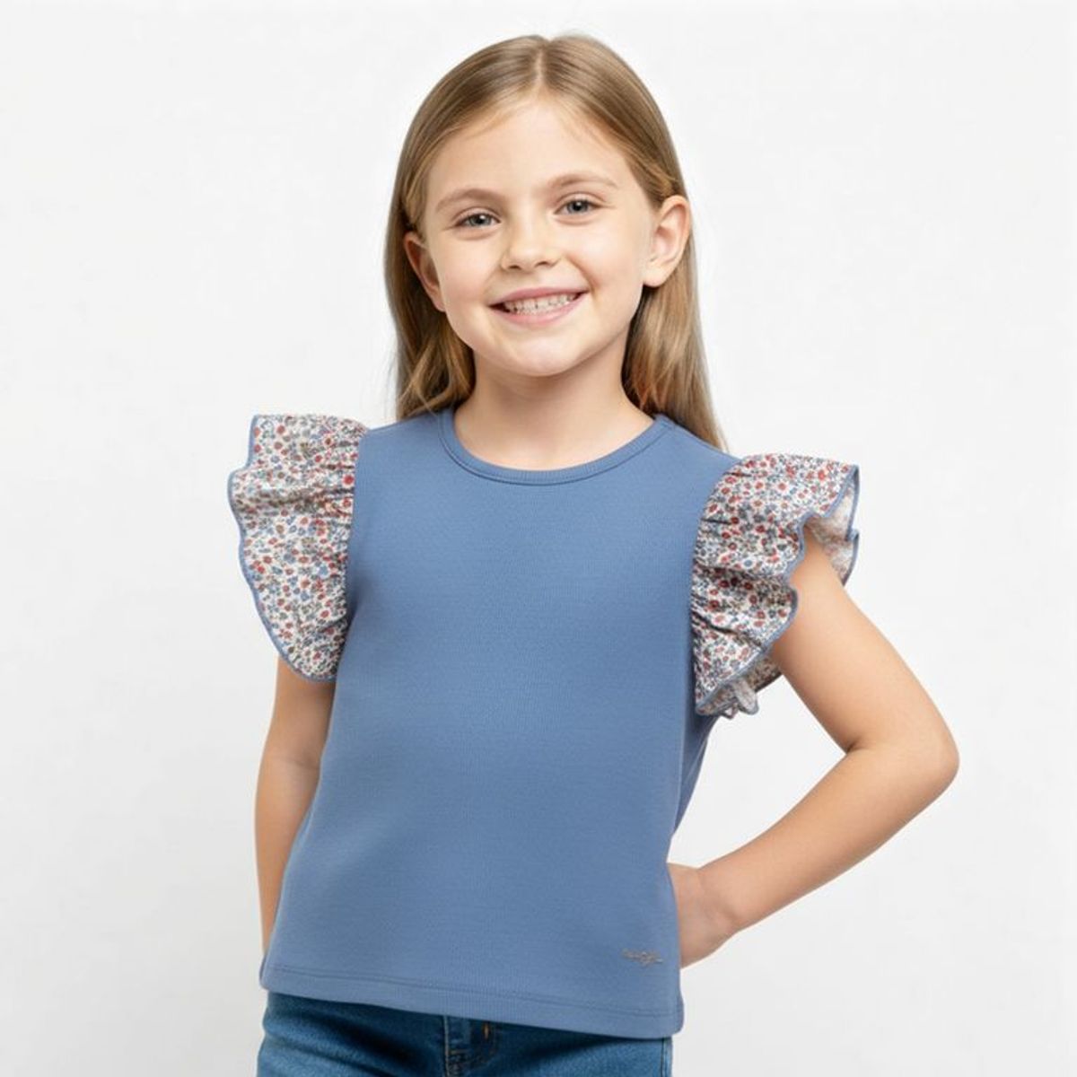 CONIGLIO - Camiseta para Niña con Boleros de Algodón Coniglio