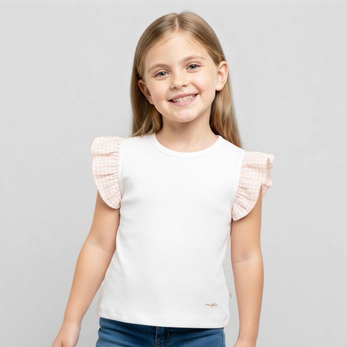 CONIGLIO - Camiseta para Niña con Boleros de Algodón Coniglio