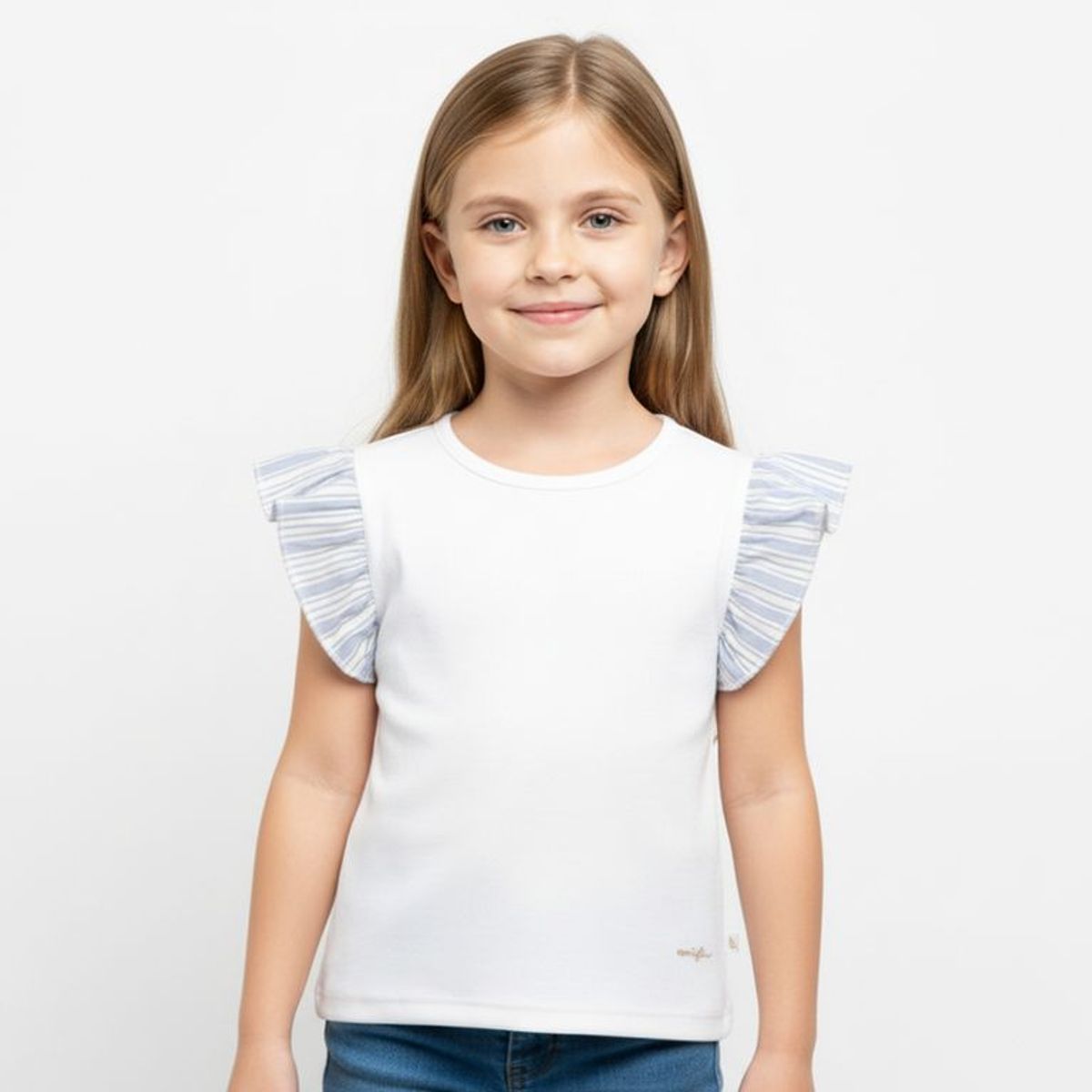 CONIGLIO - Camiseta para Niña con Boleros de Algodón Coniglio