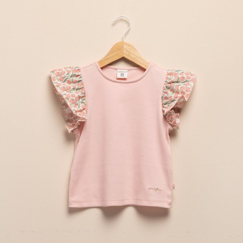 CONIGLIO - Camiseta para Niña con Boleros de Algodón Coniglio