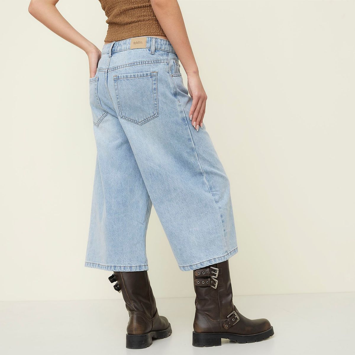 SYBILLA - Bermuda de jean Mujer Tiro medio de Algodón Sybilla