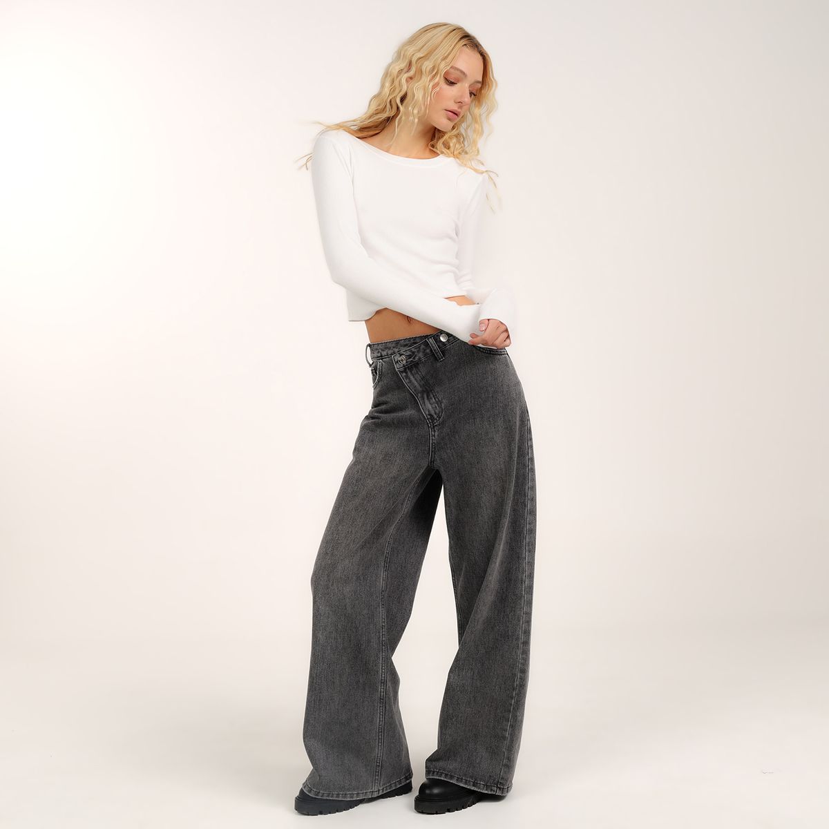 SYBILLA - Jean Wide leg Mujer Tiro medio Sybilla