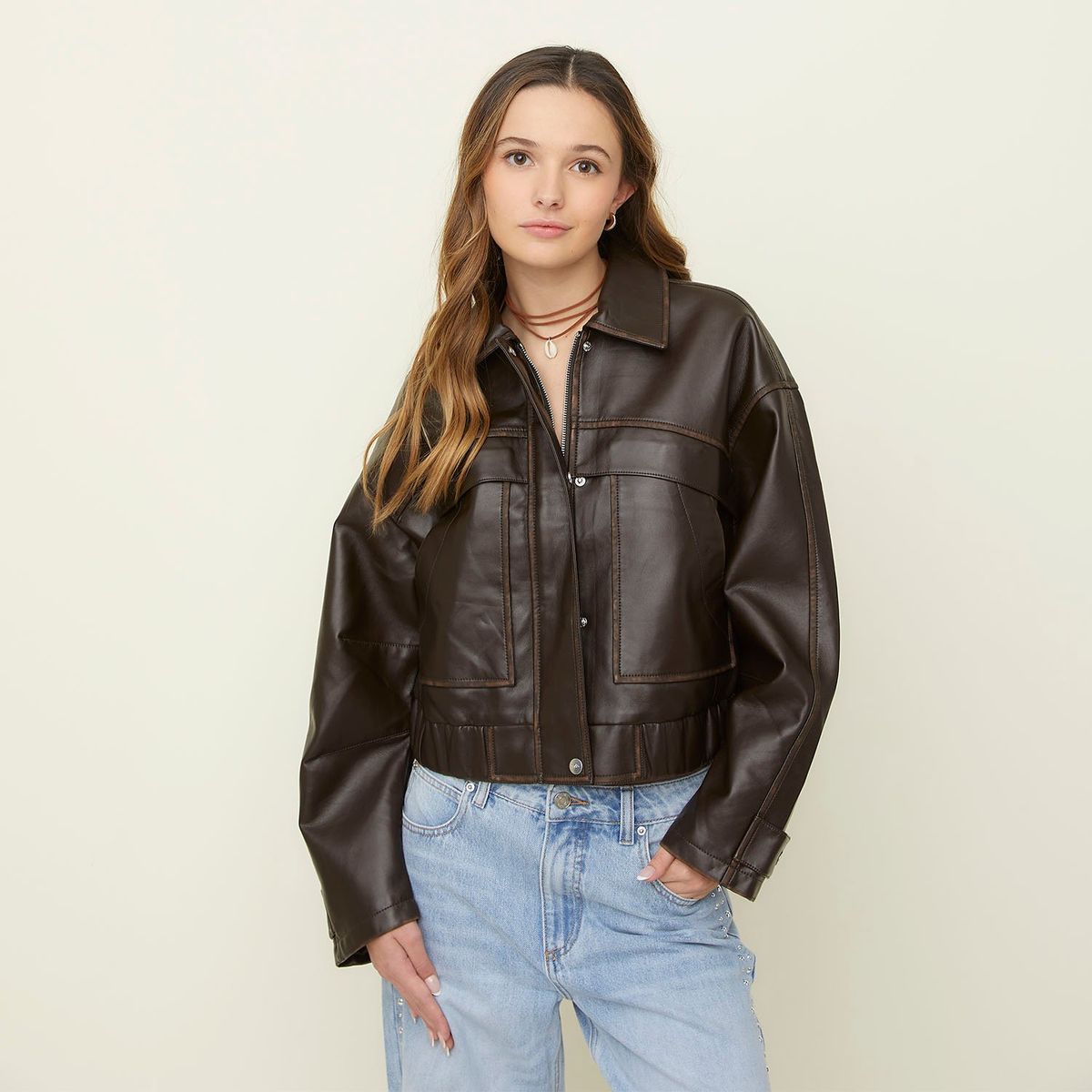 SYBILLA - Chaqueta Mujer Efecto cuero Sybilla