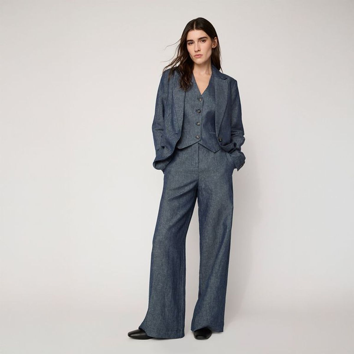 BASEMENT - Chaleco Mujer Slim fit de Lino Basement