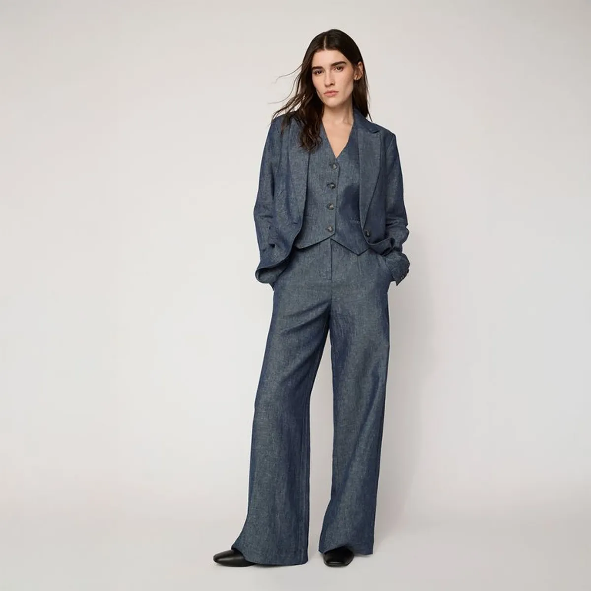 BASEMENT - Chaleco Mujer Slim fit de Lino Basement