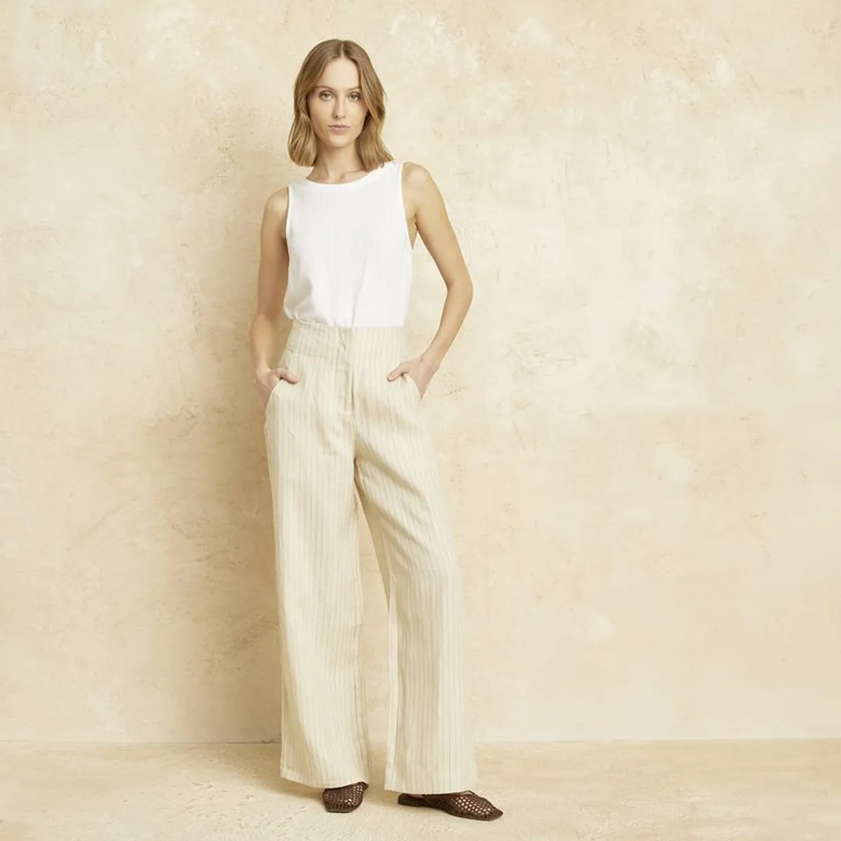 BASEMENT - Pantalón Recto Mujer Tiro alto Basement