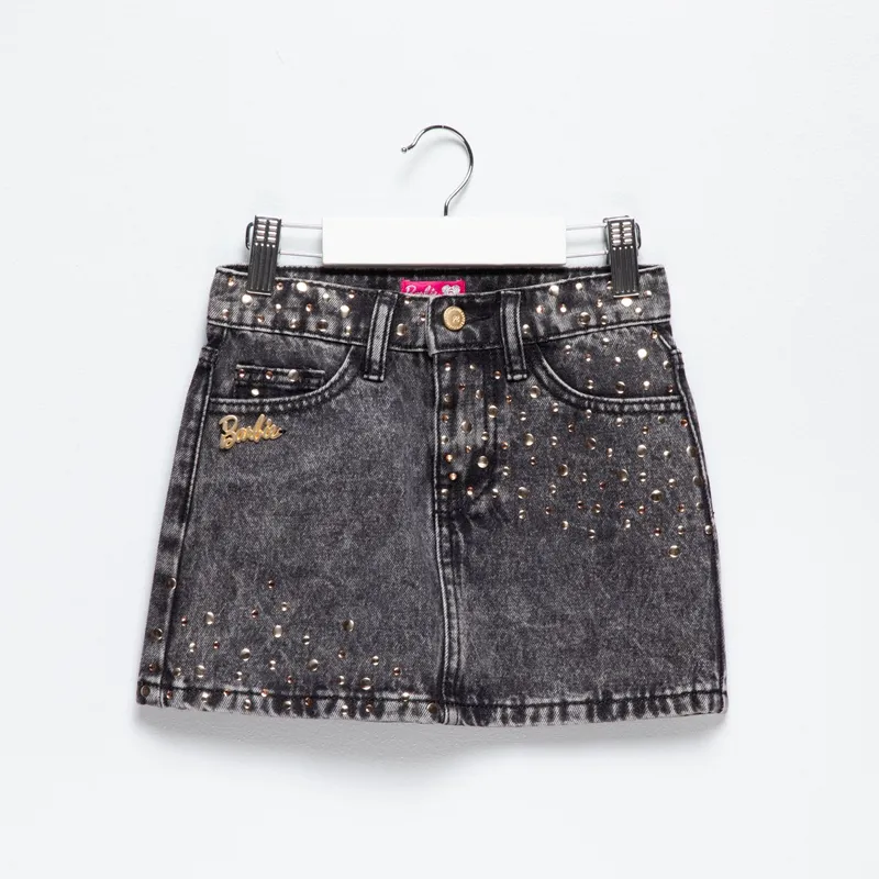 BARBIE - Falda Para Niña con Taches de Algodón Barbie