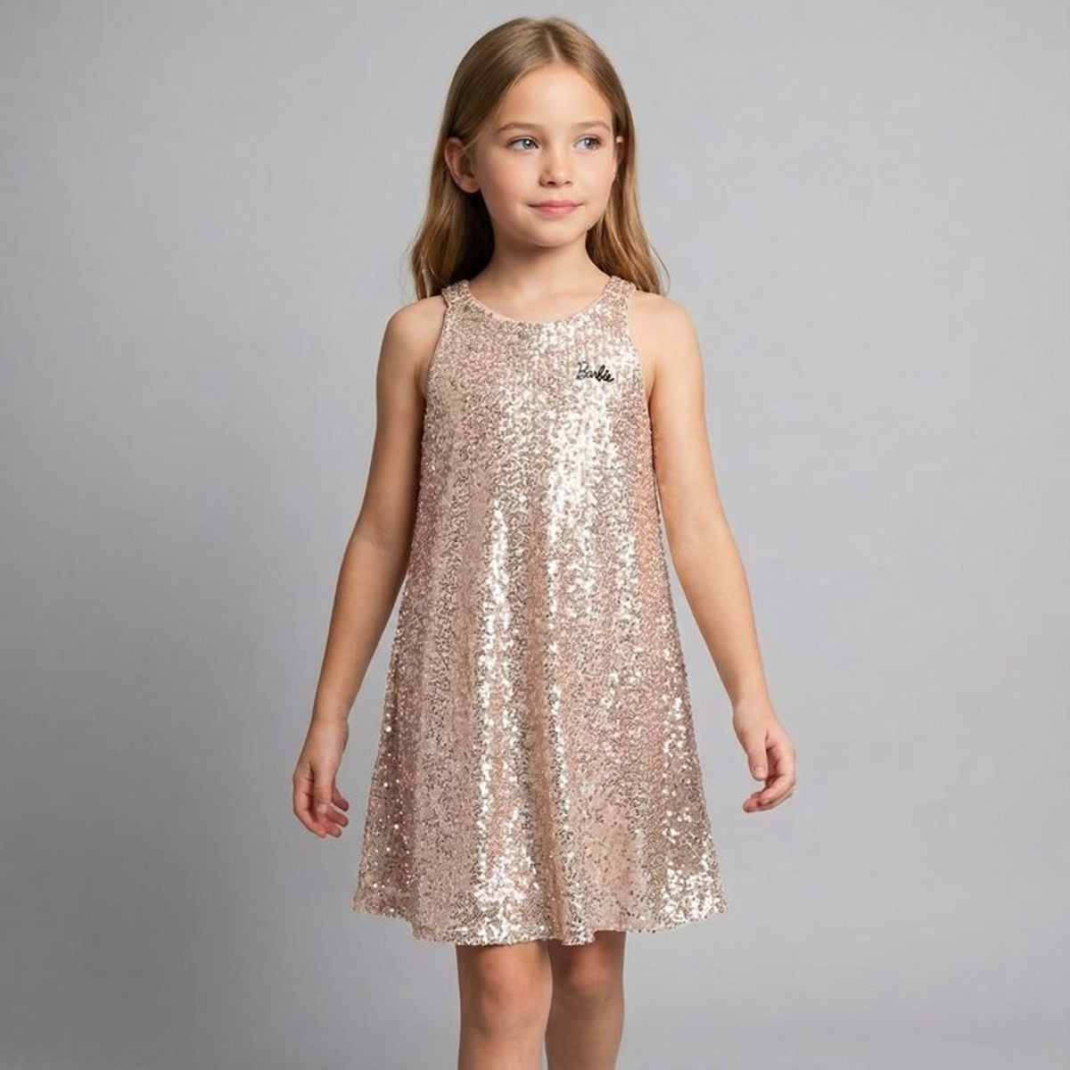 BARBIE - Vestido para Niña con Lentejuelas Barbie