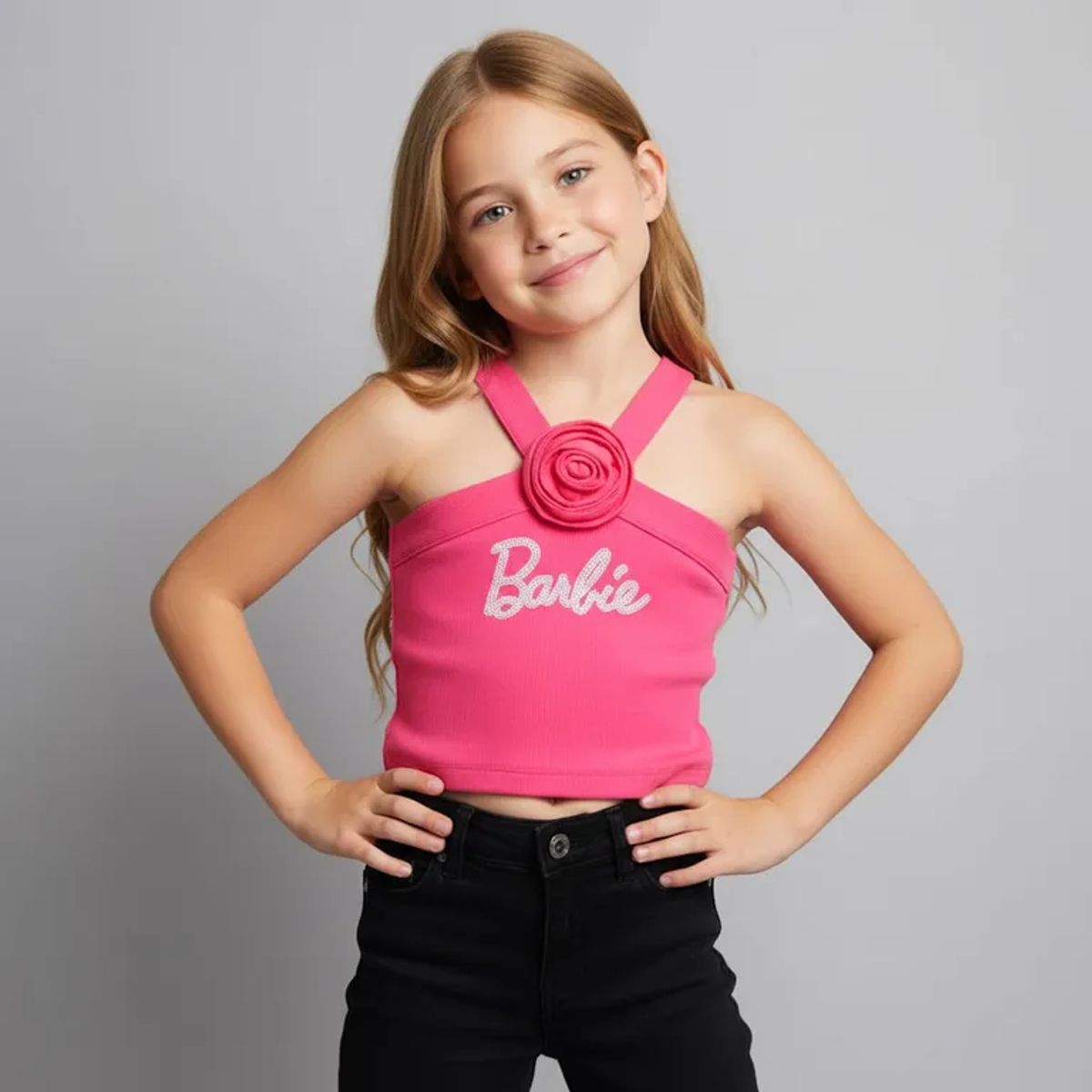 BARBIE - Top Para Niña  Con aplique    de Algodón Barbie