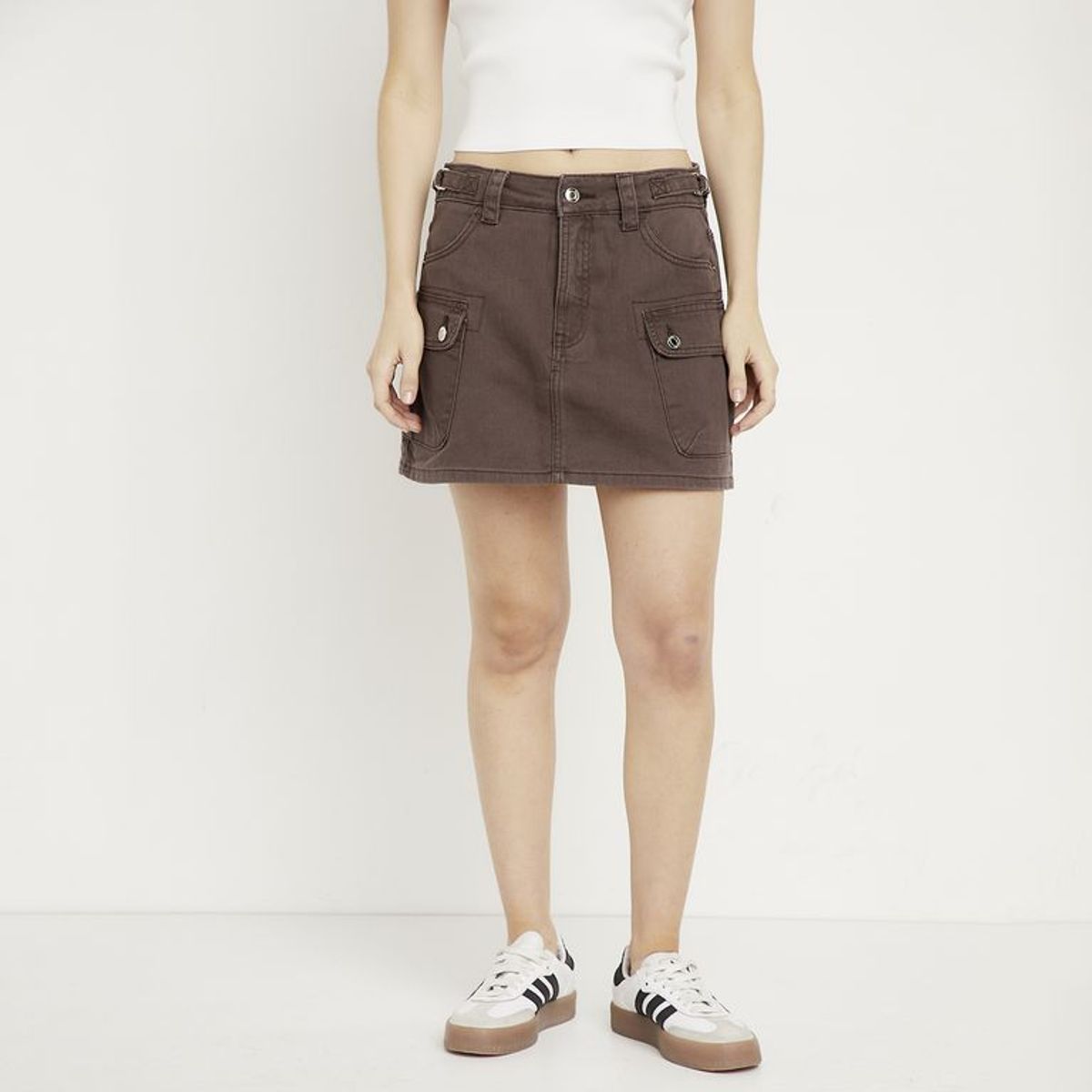 SYBILLA - Falda de jean Mini Mujer Cargo de Algodón Sybilla
