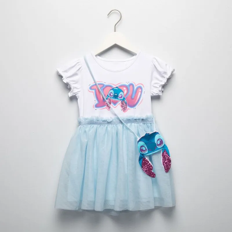 LILO & STITCH - Vestido para Niña con Estampado Tutu Manga corta de Algodón LILO & STITCH