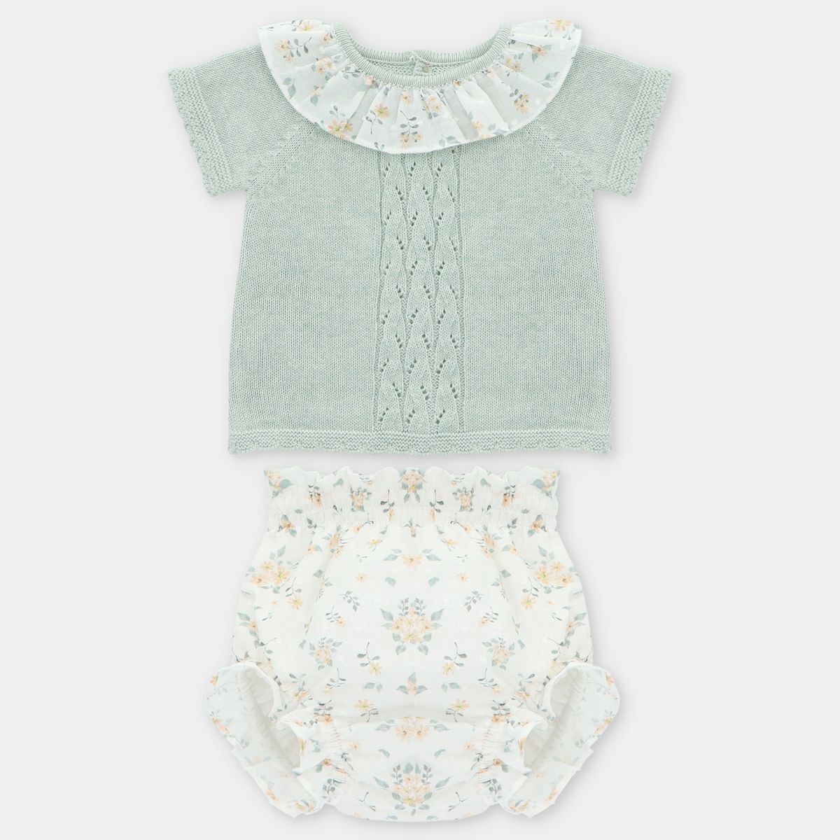 MARTIN ARANDA - Sets  Jubón con  volante en cuello + Braga estampada para Bebé niña en Algodón MARTIN ARANDA