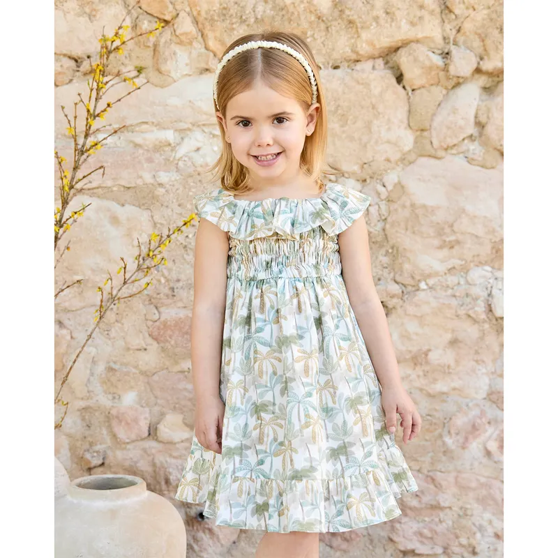 MARTIN ARANDA - Vestido para Bebé niña con Estampado Print Manga corta de Algodón MARTIN ARANDA