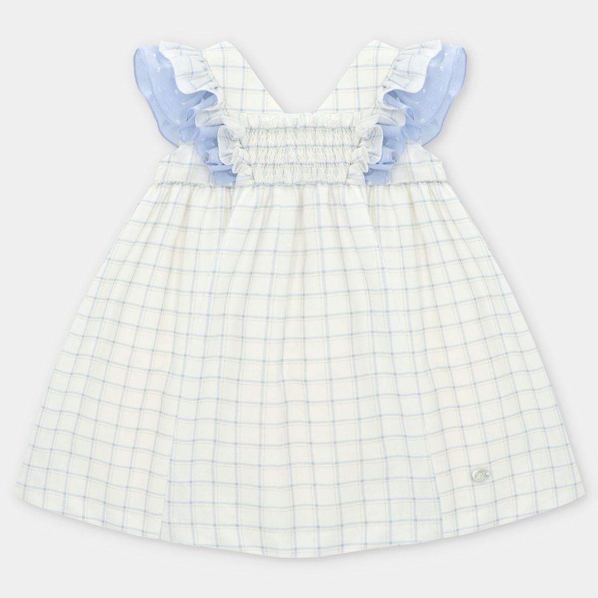 MARTIN ARANDA - Vestido para Bebé niña de Cuadros Print Manga corta de Algodón MARTIN ARANDA