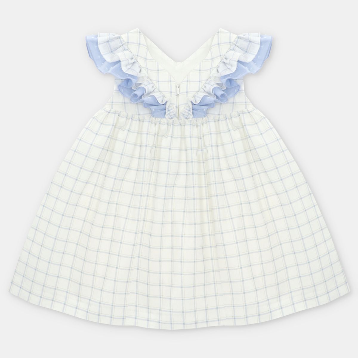 MARTIN ARANDA - Vestido para Bebé niña de Cuadros Print Manga corta de Algodón MARTIN ARANDA