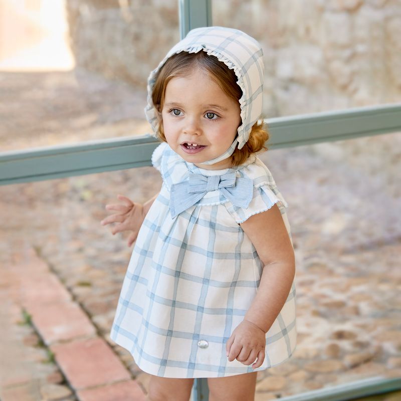 MARTIN ARANDA - Sets Vestido + Braguita de cuadros para Bebé niña en Lino MARTIN ARANDA