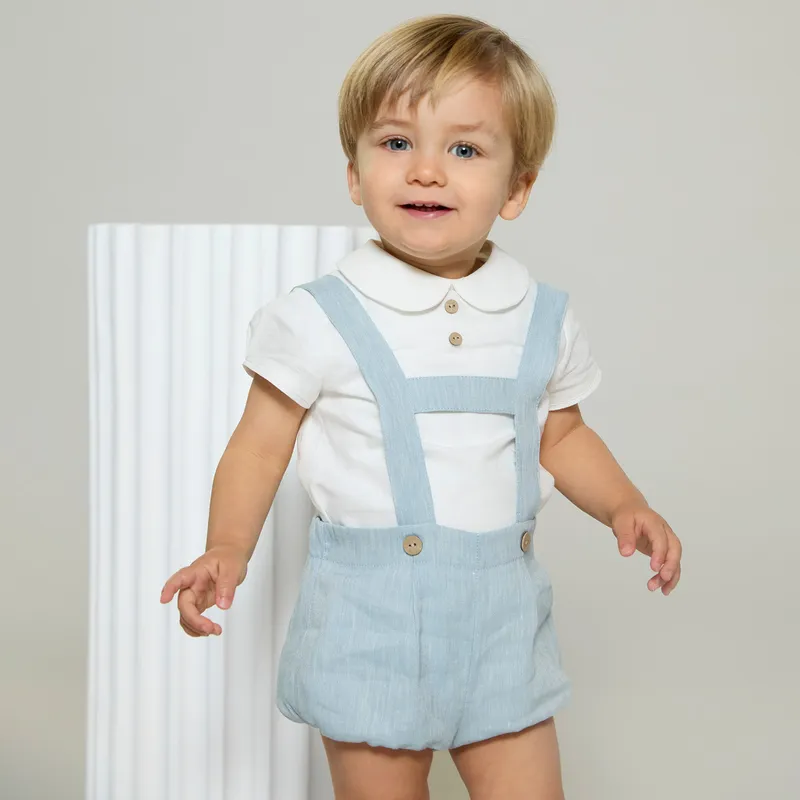 MARTIN ARANDA - Sets Camisa manga corta + Pantalón corto bombacho con tirantes para Bebé niño en Lino MARTIN ARANDA