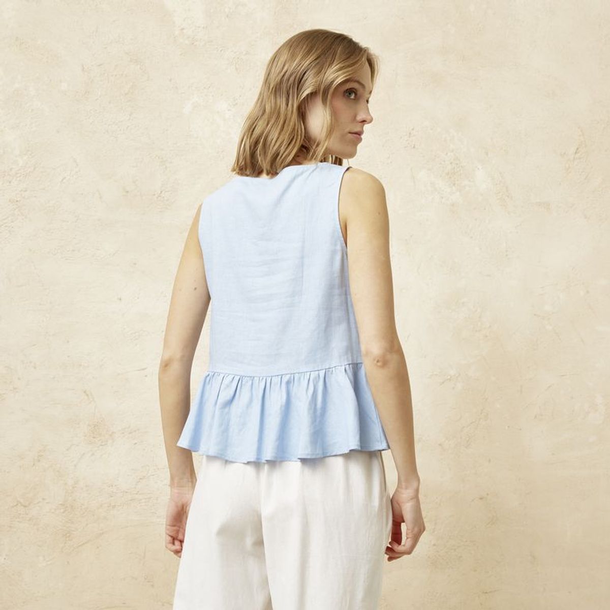BASEMENT - Blusa Mujer Sin mangas de Lino Basement