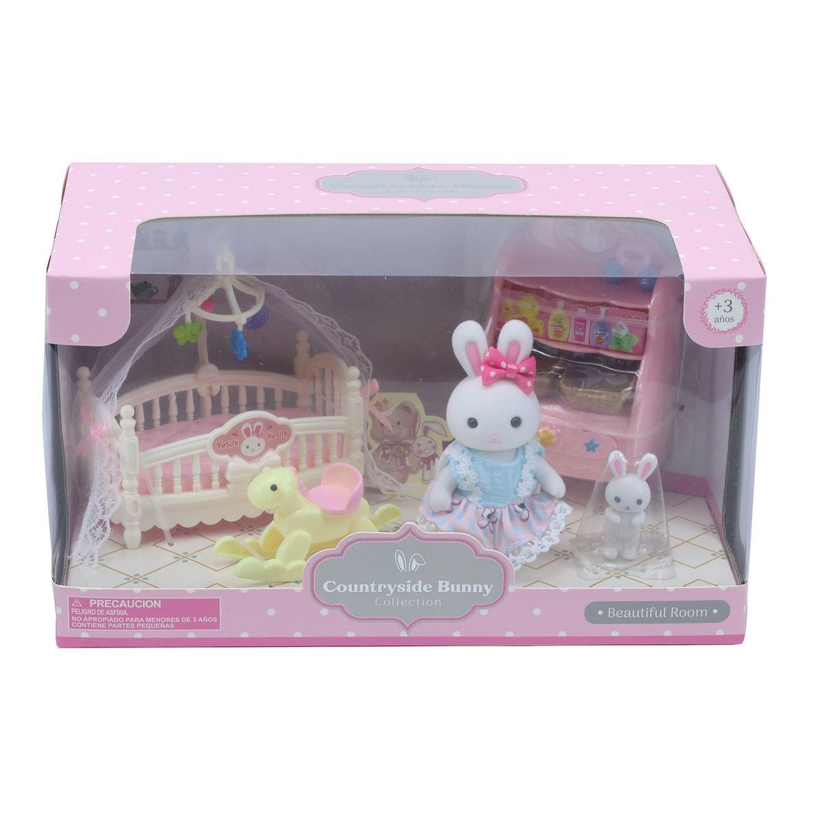 KIDS N PLAY - Casa de muñecas: Set hora del baño y la siesta La campiña de los conejitos