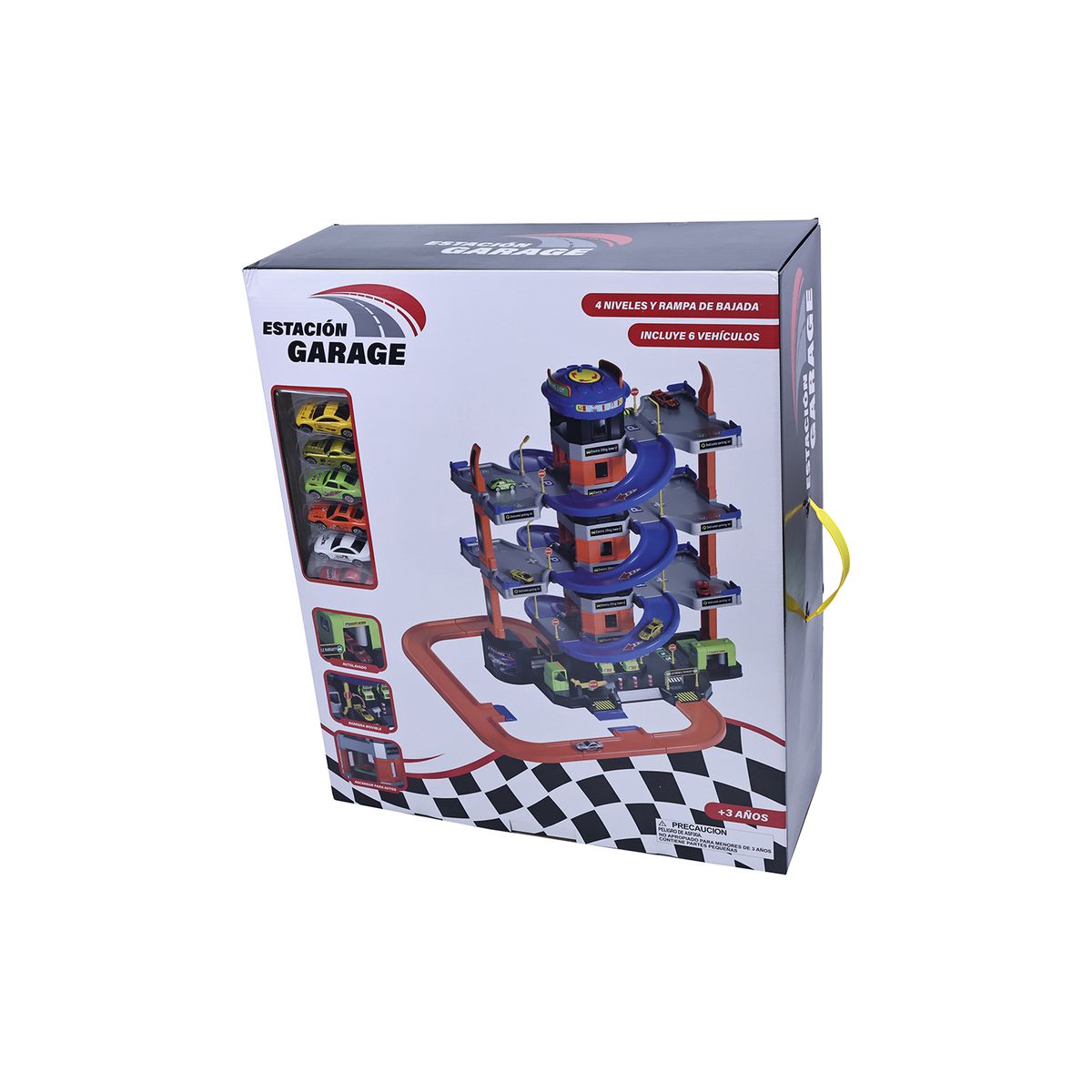 KIDS N PLAY - Pista de carros: Garaje de 3 pisos + 6 carros  