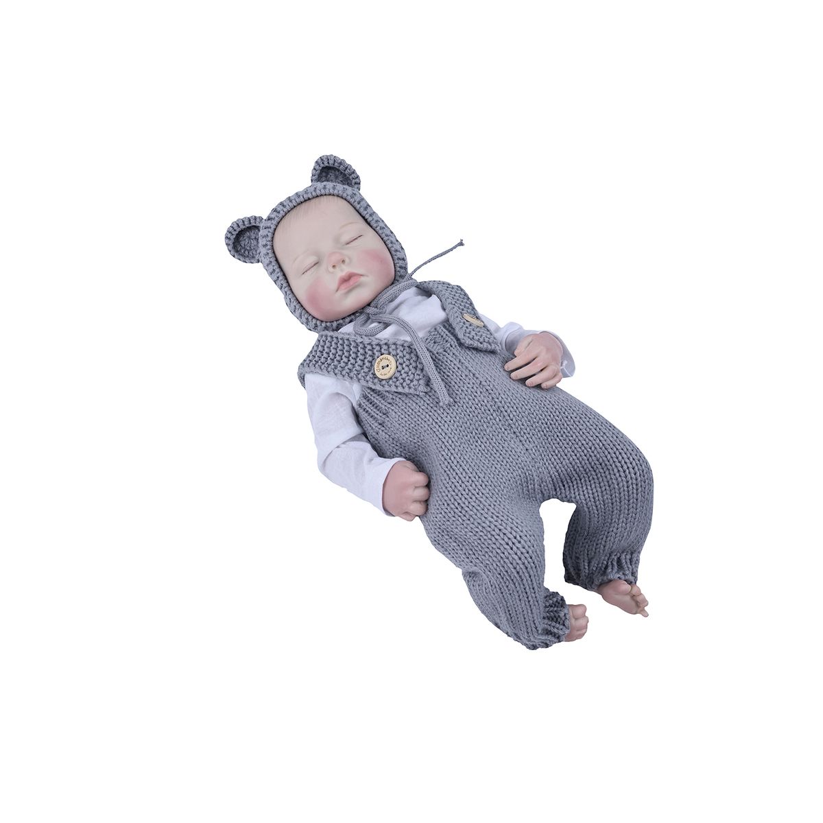 KIDS N PLAY - Muñeca bebé reborn con accesorios gris
