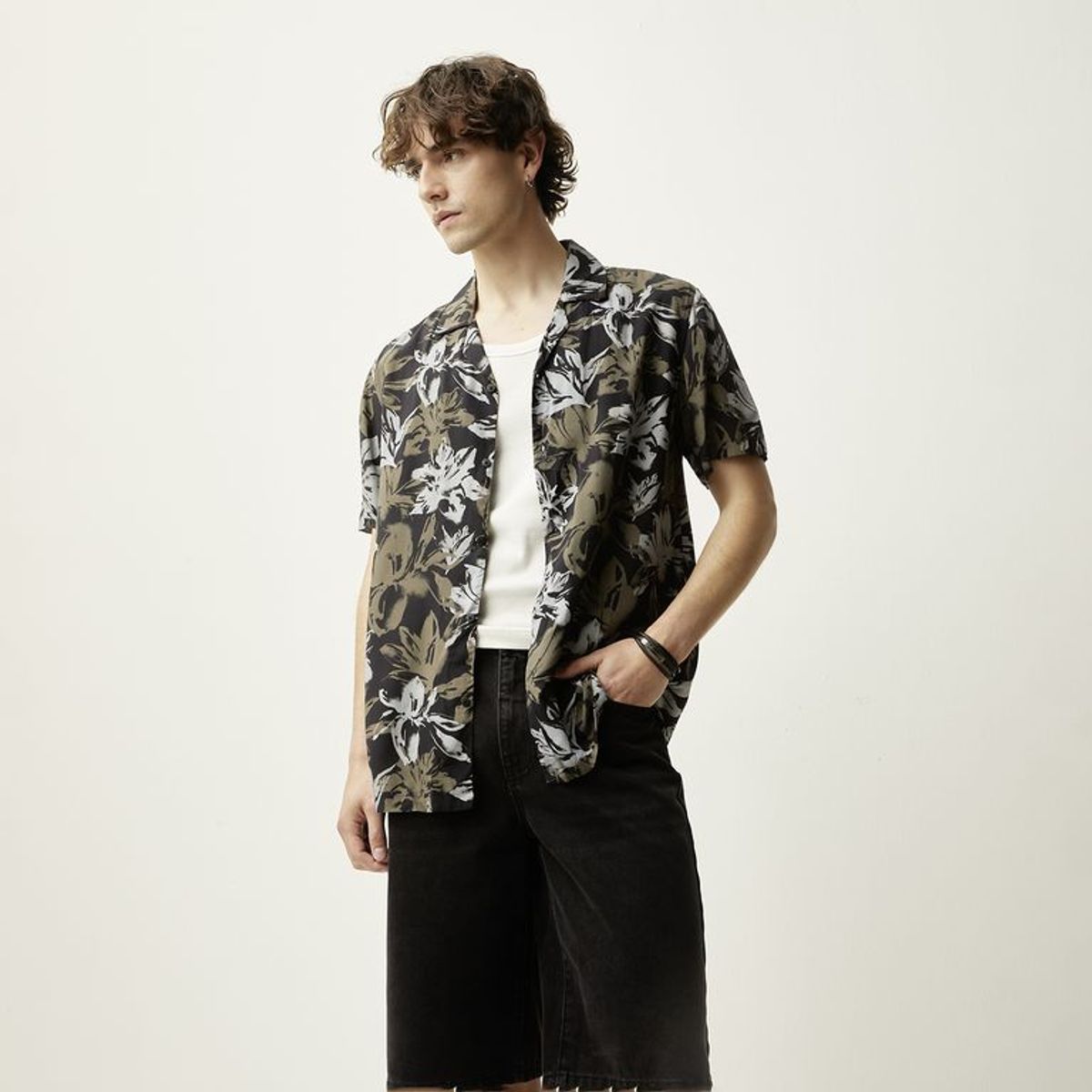 BASEMENT - Camisa Hombre con Estampado Manga corta Regular fit Basement
