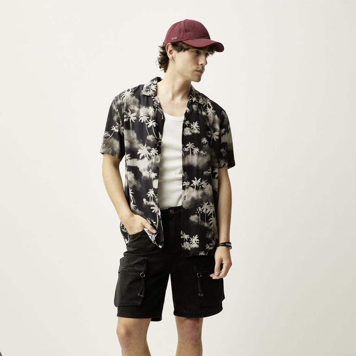 BASEMENT - Camisa Hombre con Estampado Manga corta Regular fit Basement