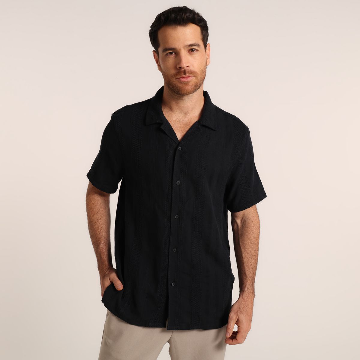 BASEMENT - Camisa Hombre Tejido Manga corta de Algodón Basement