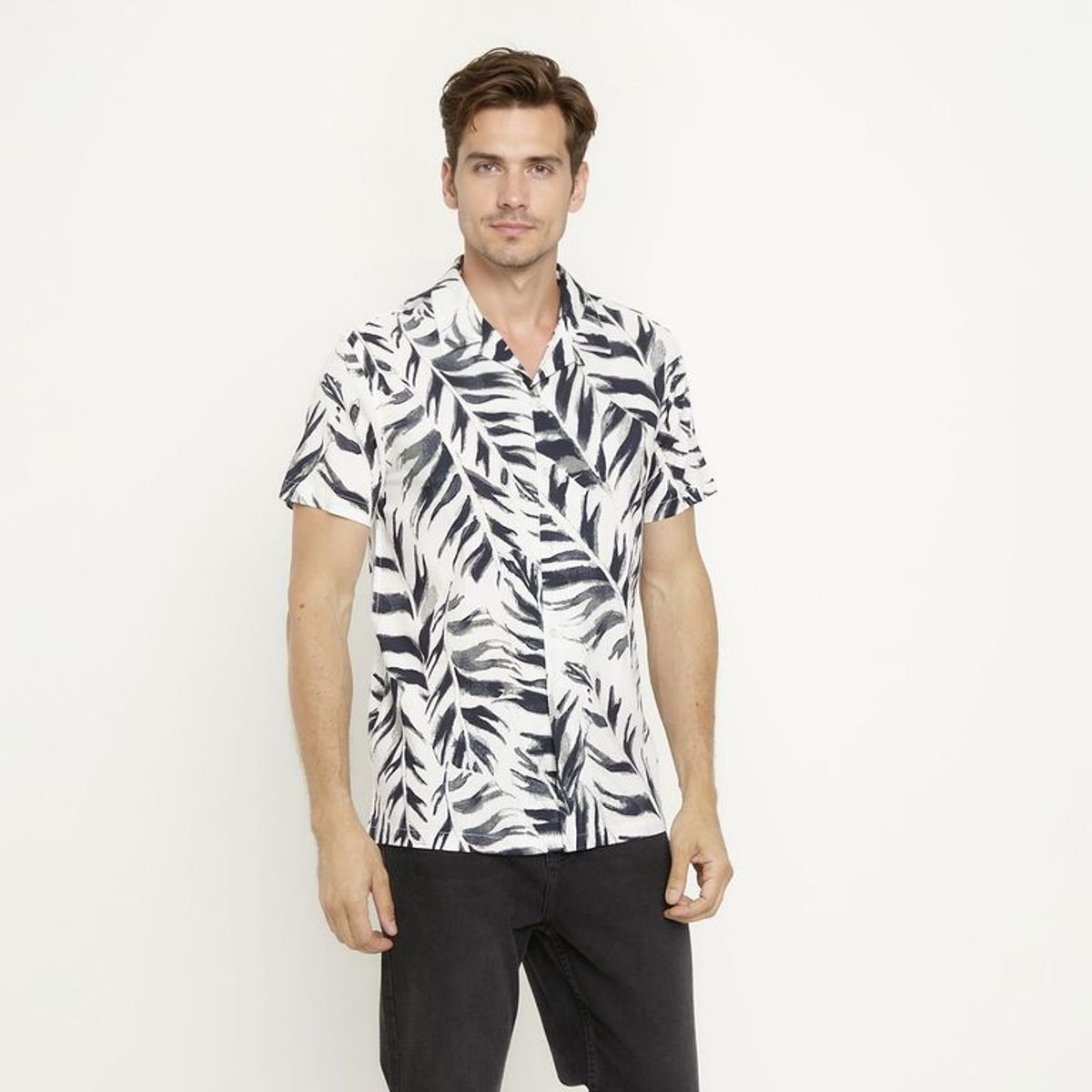 NEWPORT - Camisa Hombre con Estampado Manga corta Slim fit de Algodón Newport