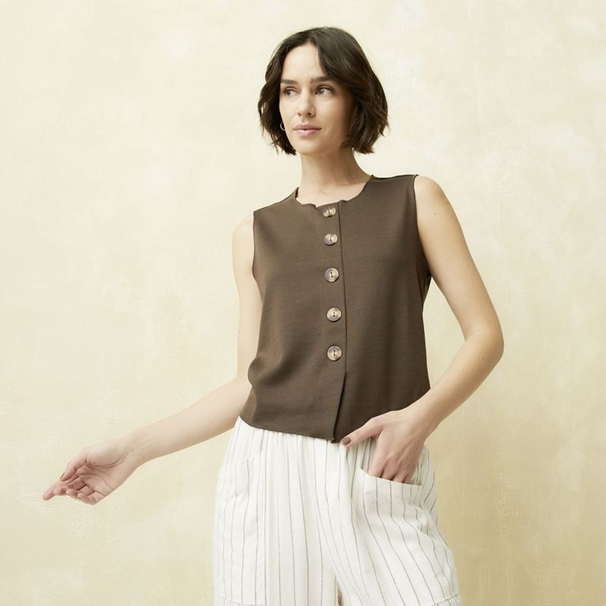 UNIVERSITY CLUB - Blusa Mujer Liso Sin mangas University Club