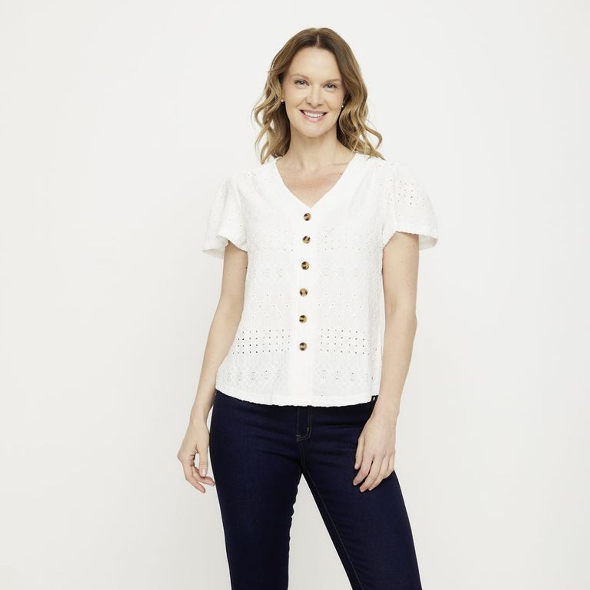 NEWPORT - Blusa Mujer con Bordado Manga corta Newport