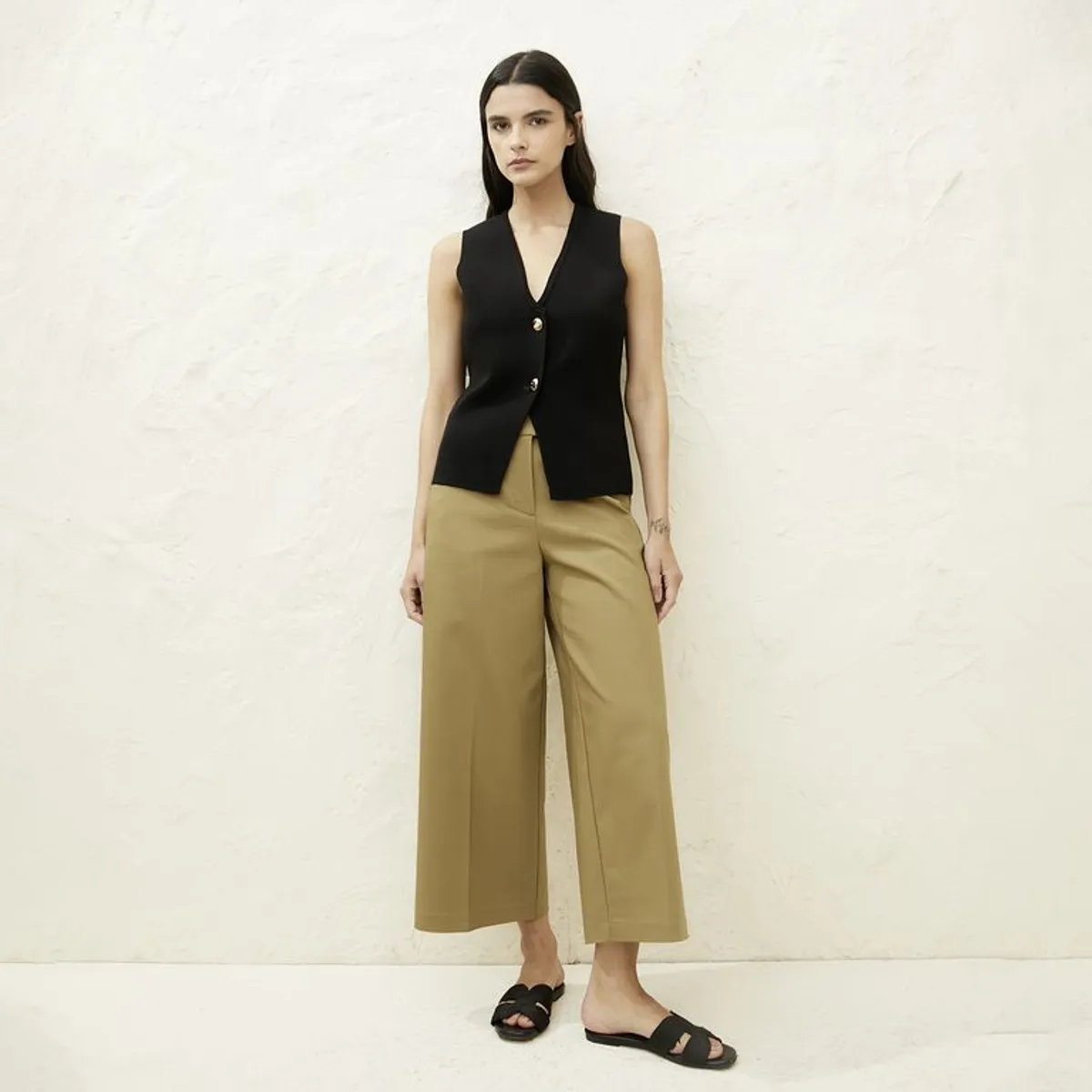BASEMENT - Pantalón Wide leg Mujer Tiro alto Basement