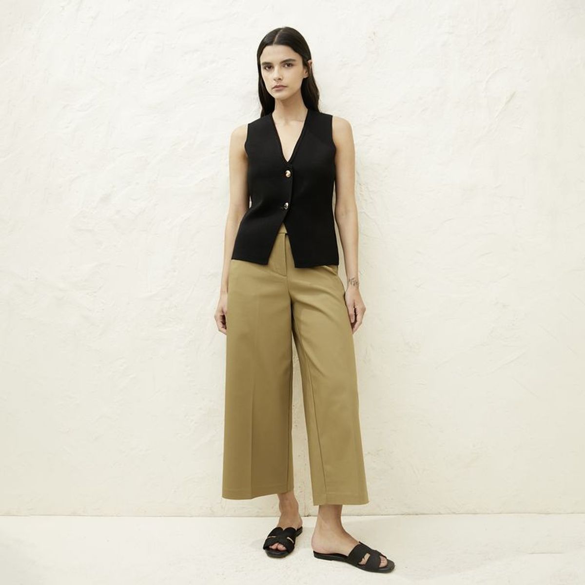 BASEMENT - Pantalón Wide leg Mujer Tiro alto Basement