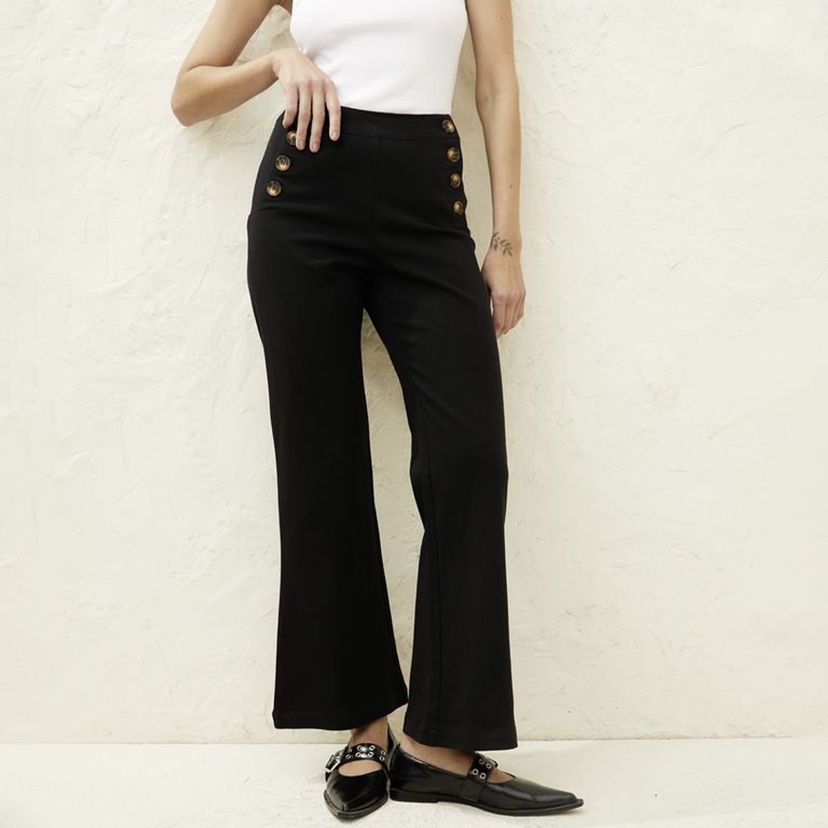 BASEMENT - Pantalón Wide Leg Mujer De Algodón Basement